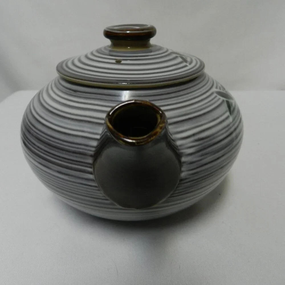 Craftsman China made in Japan Vintage ceramic Teapot w/ Bamboo Hand Crafted Art
